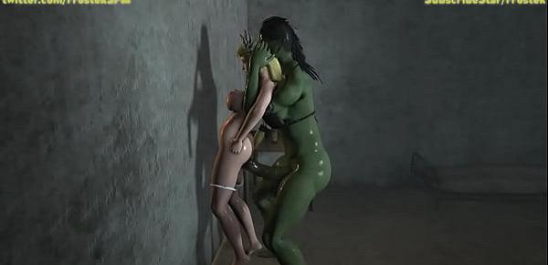  Sophitia Alexandra fucked hard by Futanari Orc 3D monster porn